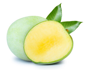 Green mango isolated on white background