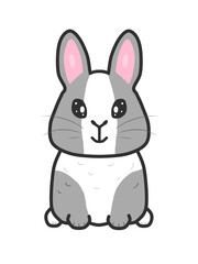 Clip art of cute white and black rabbit