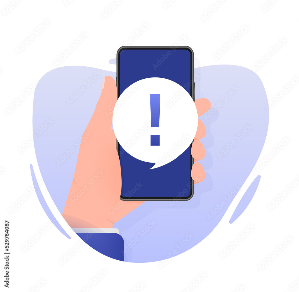 Poster error smartphone. message notification