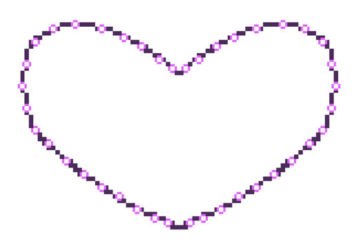 Pixel art purple glowing heart electric frame
