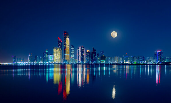 Abu Dhabi Skyline Cityscape at night
