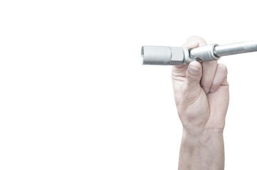 place for text on the background of a wrench in a hand. the banner depicts hands holding tools.hand...