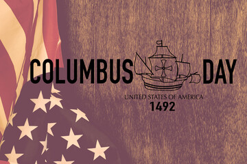 Happy Columbus day banner, american patriotic background.