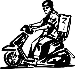 the vector illustration of the scooter delivery man