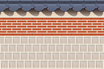 Hanok wall - A vector illustration of the wall of a traditional Korean house, a hanok.
