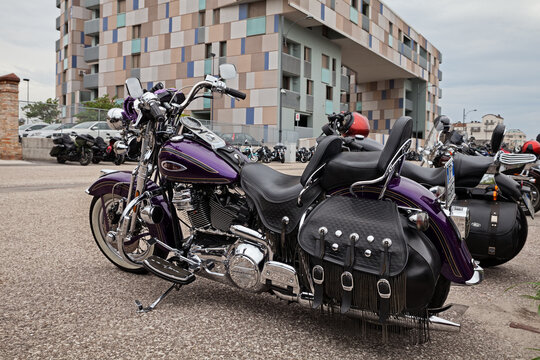 American motorbike Harley Davidson in motorcycle meeting Sangiovese Tour, on September 3, 2022 in Ravenna, Italy