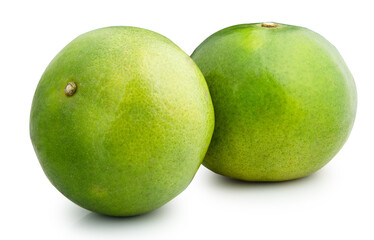 Green Orange fruit isolated on white background