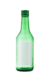 empty green bottle isolated on white background ,clipping path