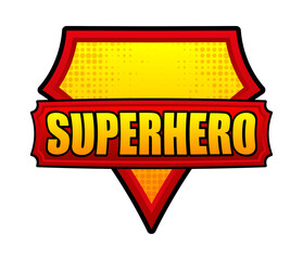Superhero logo template. Frame with divergent rays. Super hero shield.