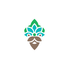 Flower combination with guru head. Logo design.