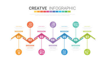 Presentation business concept with 7steps for week, Can be used for workflow layout, diagram, business step options, banner, web design. Vector eps 10.