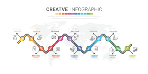 Fototapeta premium Presentation business infographic template for 12 months, Can be used for Bworkflow layout, diagram