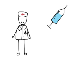 medizinisches fachpersonal arzt mit spritze