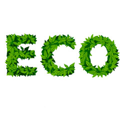 Eco logo green leaves