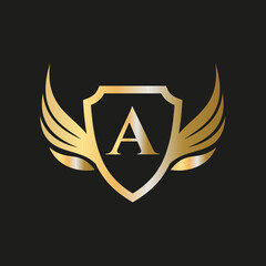 Initial Wing Logo On Letter A Alphabet For Transportation Logo Symbol