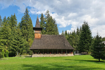 Fototapeta na wymiar an old wooden monastery from Romania