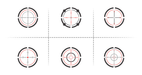 Set of target and aim, targeting and aiming. Creative vector illustration of crosshairs icon set isolated on white background.