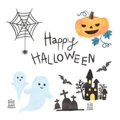 Set of cute cartoon characters for Halloween.