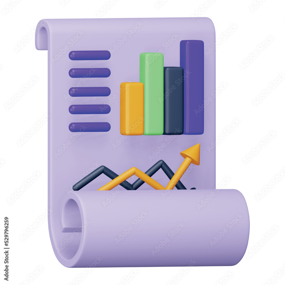 Poster business data analysis report 3d rendering isometric icon.