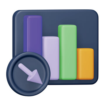 Decrease 3d rendering isometric icon.