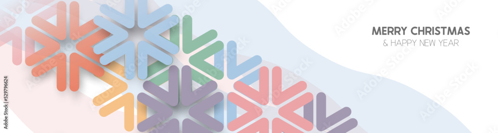 Aufkleber christmas background with abstract colorful pastel simple snowflakes background. vector illustration