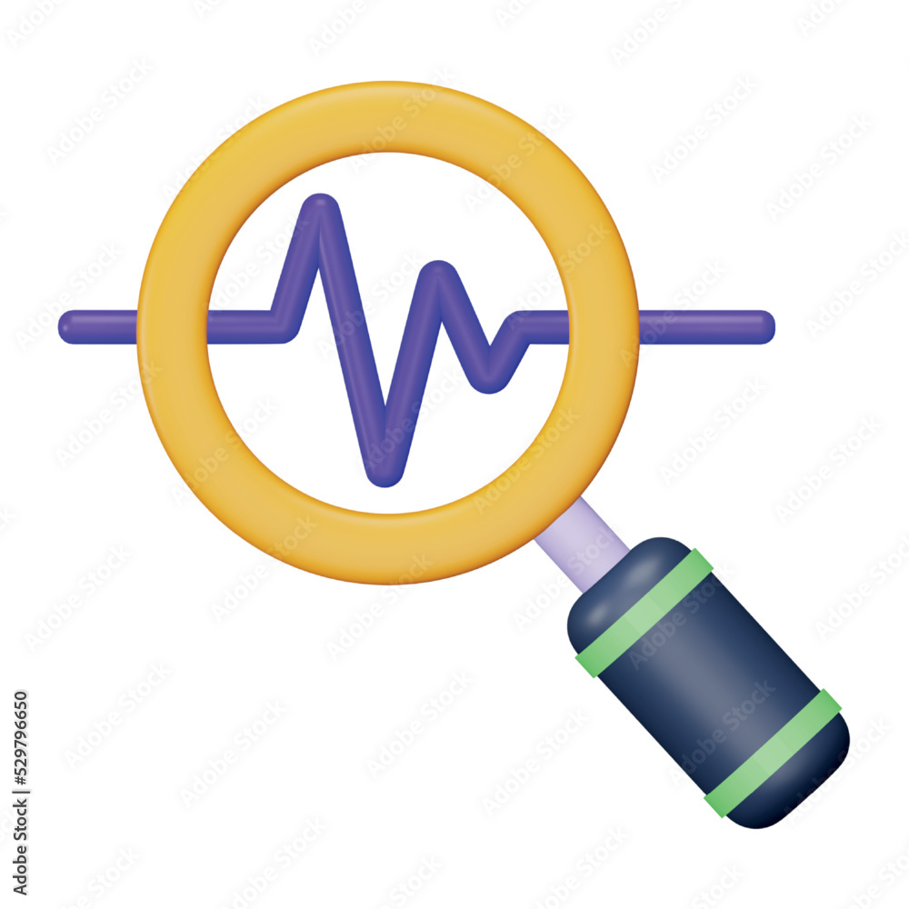 Poster signal analysis 3d rendering isometric icon.