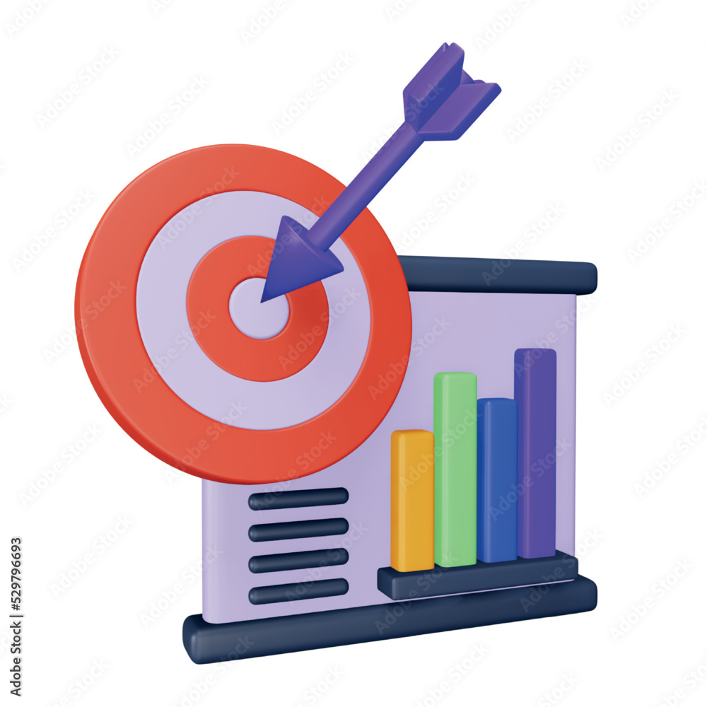 Aufkleber target analysis 3d rendering isometric icon.