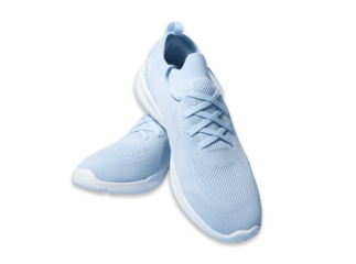 Blue pastel color sneakers on background