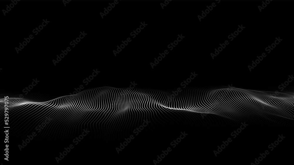 Poster digital technology wave. dark cyberspace with motion dots. futuristic digital background artificial 