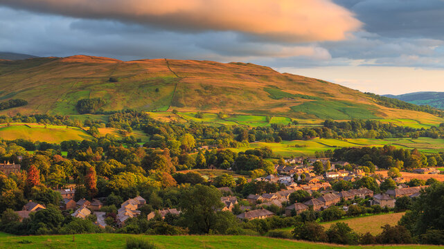 View of the small village Sedbergh. Cumbria, UK.