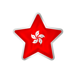 Hong Kong flag in star. Button star and flag template. Easy editing and vector in groups. National flag vector illustration on white background.