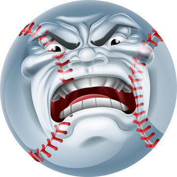 Angry Baseball Ball Sports Cartoon Mascot