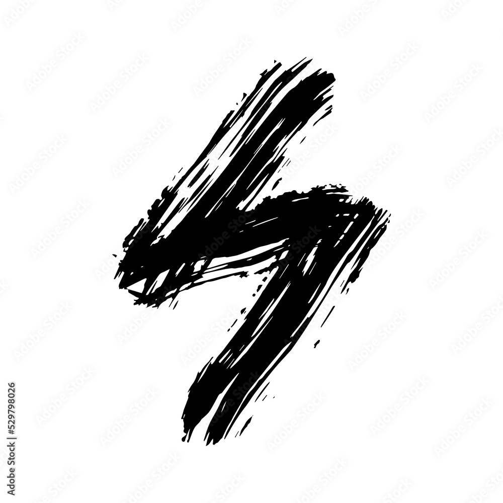 Poster thunder shape in black ink strokes for design element. graphic design elements for lower third, text