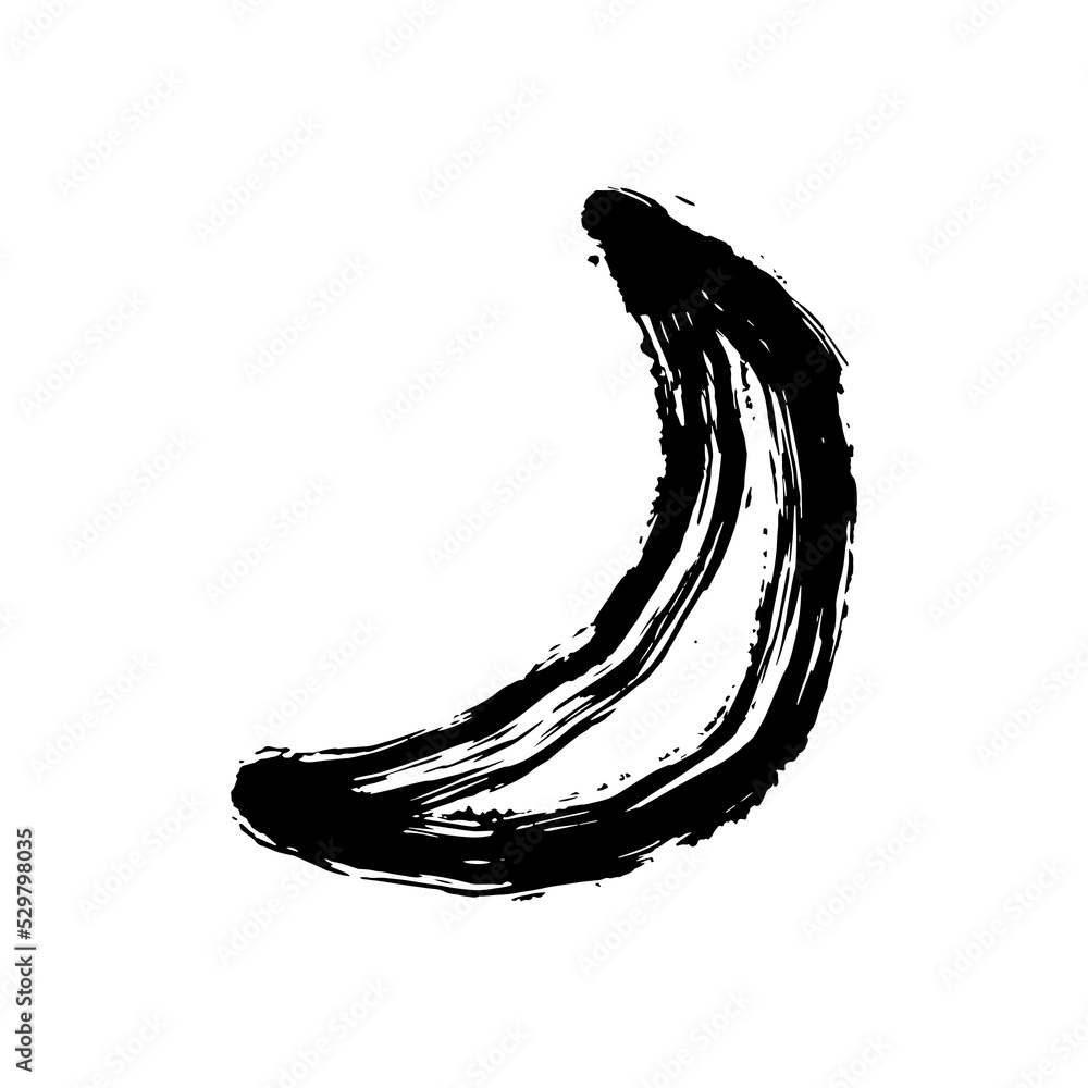 Poster crescent shape in black ink strokes for design element. graphic design elements for lower third, tex