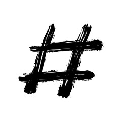 hashtag shape in black ink strokes for design element. Graphic design elements for lower third, text effect, photo overlay, etc. Chinese style abstract brush strokes