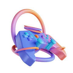 3D illustration colorful gaming controller