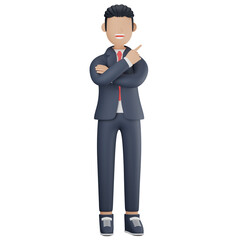 Obraz premium Businessman pointing finger 3d character illustration