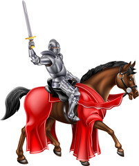 Knight on Horse Holding Sword