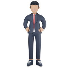 Businessman smiling 3d character illustration