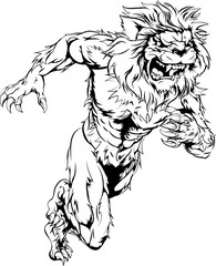Lion sports mascot running
