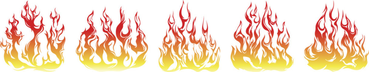 Fire flames isolated on white background. Tribal tattoo design.