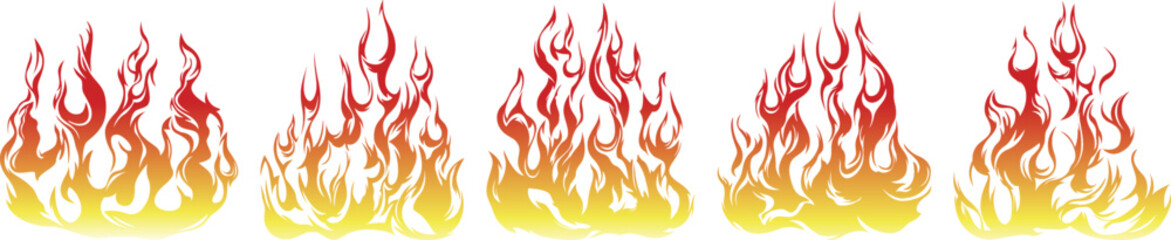 Fire flames isolated on white background. Tribal tattoo design.