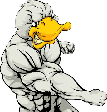Punching duck mascot