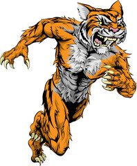 Obraz premium Tiger sports mascot running