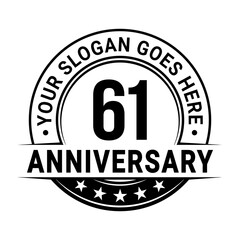 61 years anniversary logo design template. Vector illustration