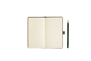 open notebook and pencil isolated background