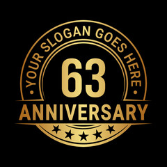 63 years anniversary logo design template. Vector illustration
