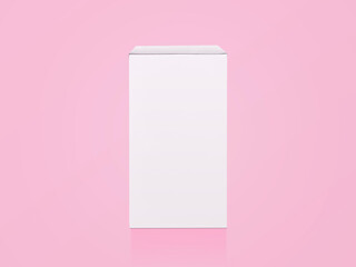blank packaging white cardboard box isolated on pink background ready for packaging design