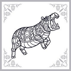 Hippopotamus zentangle arts isolated on white background
