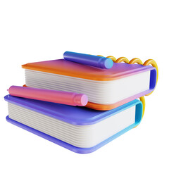 3D illustration colorful notebook and pencil